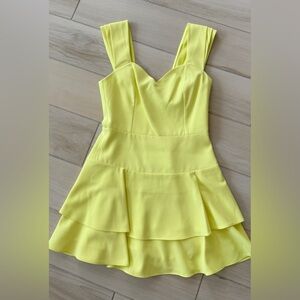 Yellow Sleeveless Layered Romper Dress
